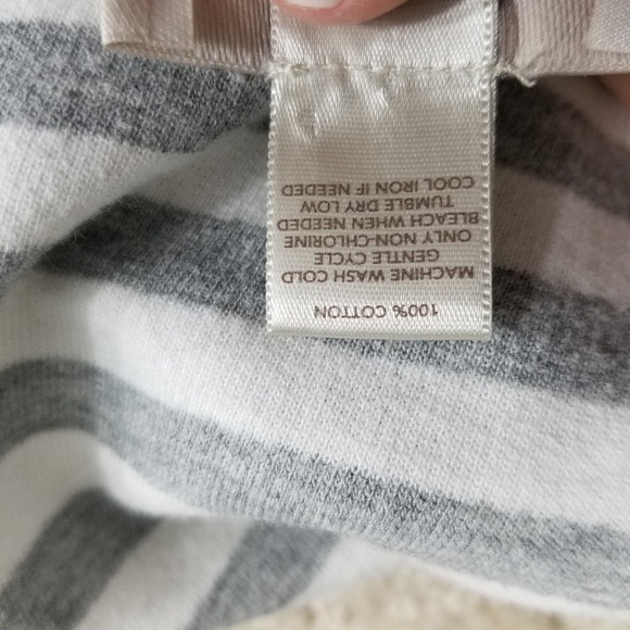 Loft Gray and White Striped Cotton Front Zip Top - Picture 5 of 6